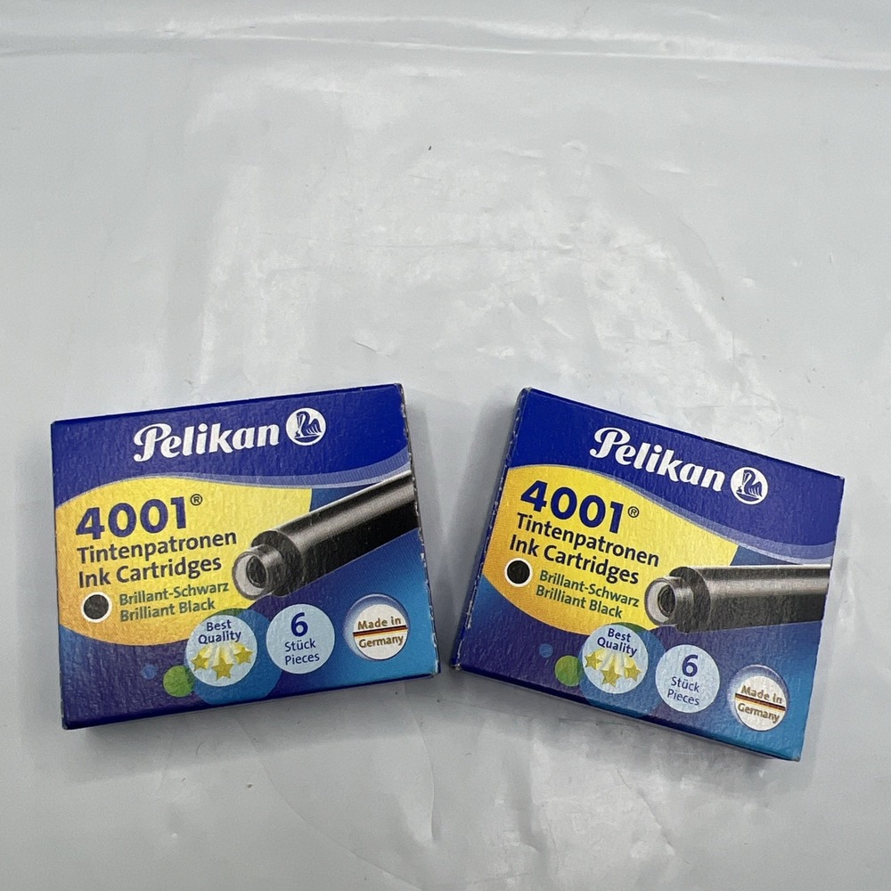 Lot of 11 Pelikan 4001 Fountain Pen Ink Cartridges Brilliant Black Germany NOS